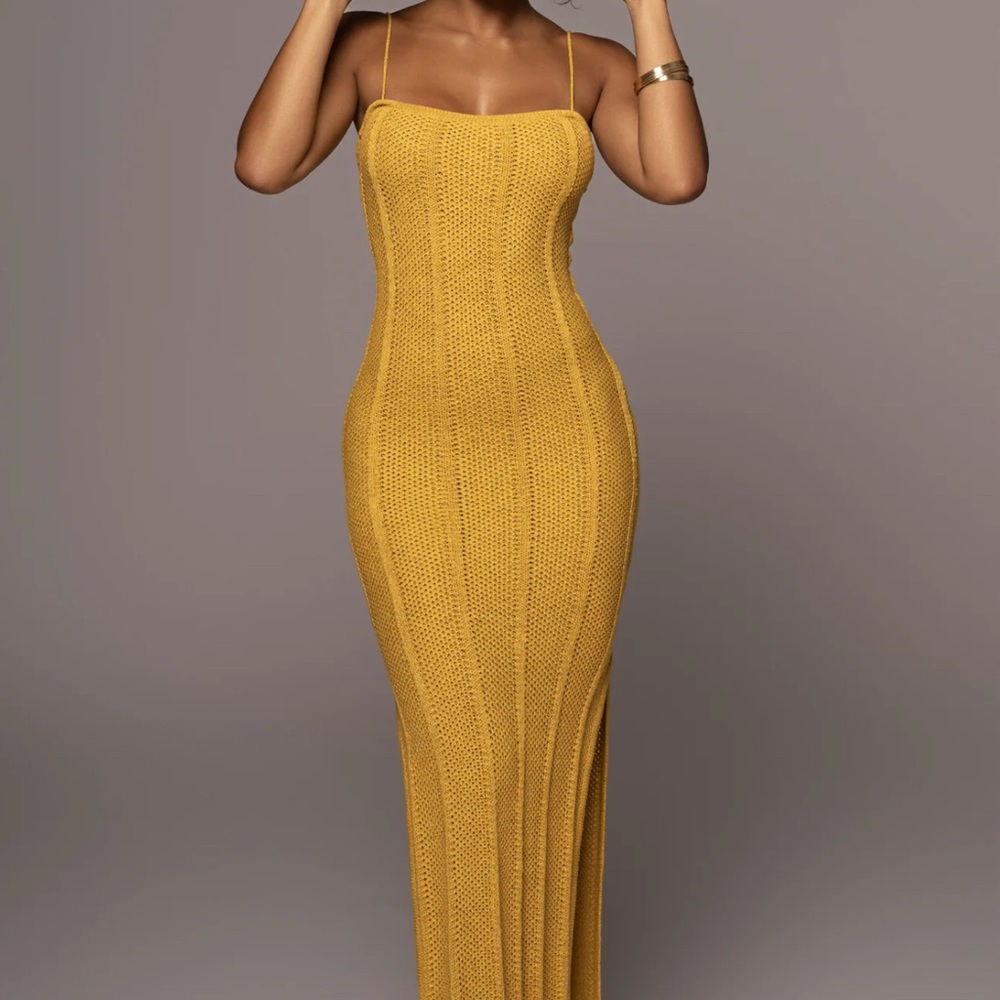 JLUXLABEL Mustard Knit Maxi Dress